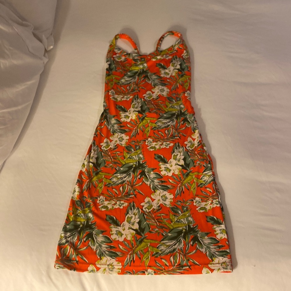 Olivaceous mini dress with low back — Size small